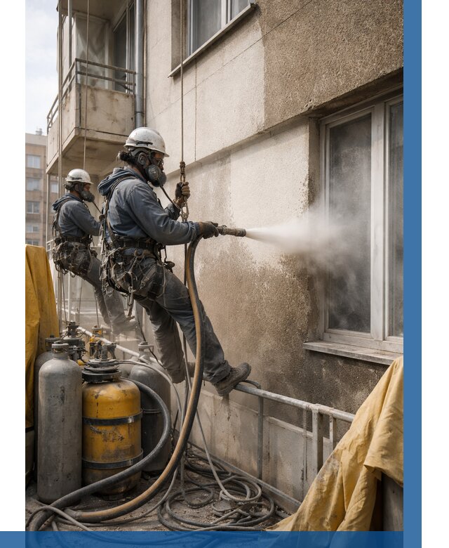 Пескоструйная очистка фасада в Заинске от 661 р. | ВЫСОТНИК-Знс