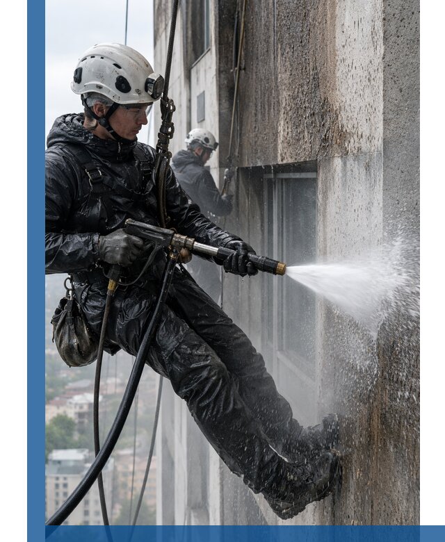 Гидроструйная очистка фасадов и конструкций в Заинске