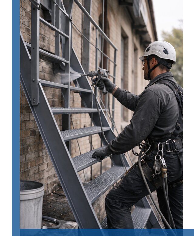 Покраска и антикоррозионная защита пожарных лестниц в Заинске