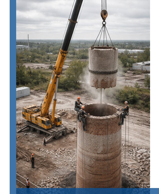 Демонтаж дымовой трубы в Заинске с гарантиями безопасности