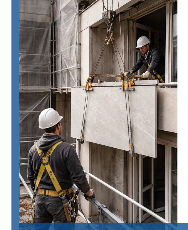 Подъем керамогранита на этаж в Заинске грузчиками и техникой