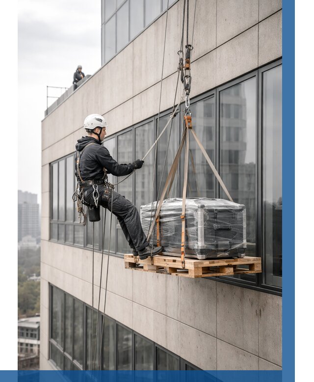 Спуск груза по фасаду в Заинске от 3559 р. | ВЫСОТНИК-Знс