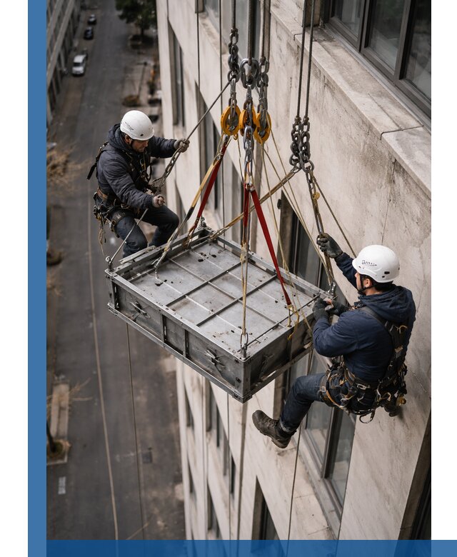 Спуск и подъем грузов по фасаду в Заинске для зданий