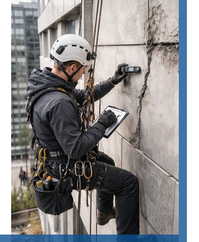 Обследование фасада альпинистами в Заинске от 122 р. | ВЫСОТНИК-Знс