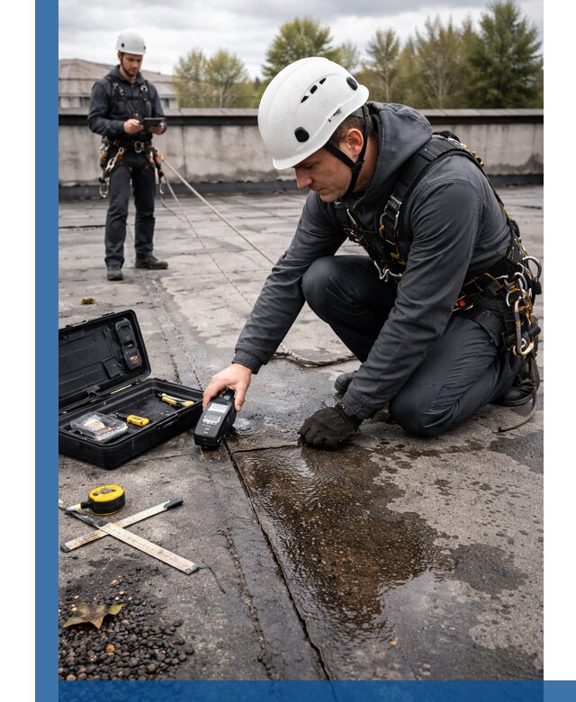 Обследование кровли на протечки и выявление дефектов в Заинске