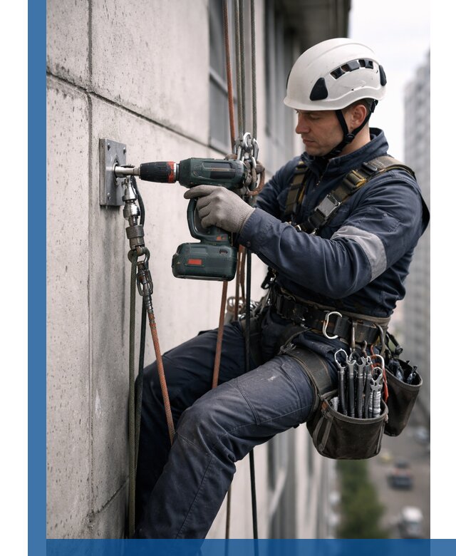 Установка анкерных точек для высотных работ в Заинске